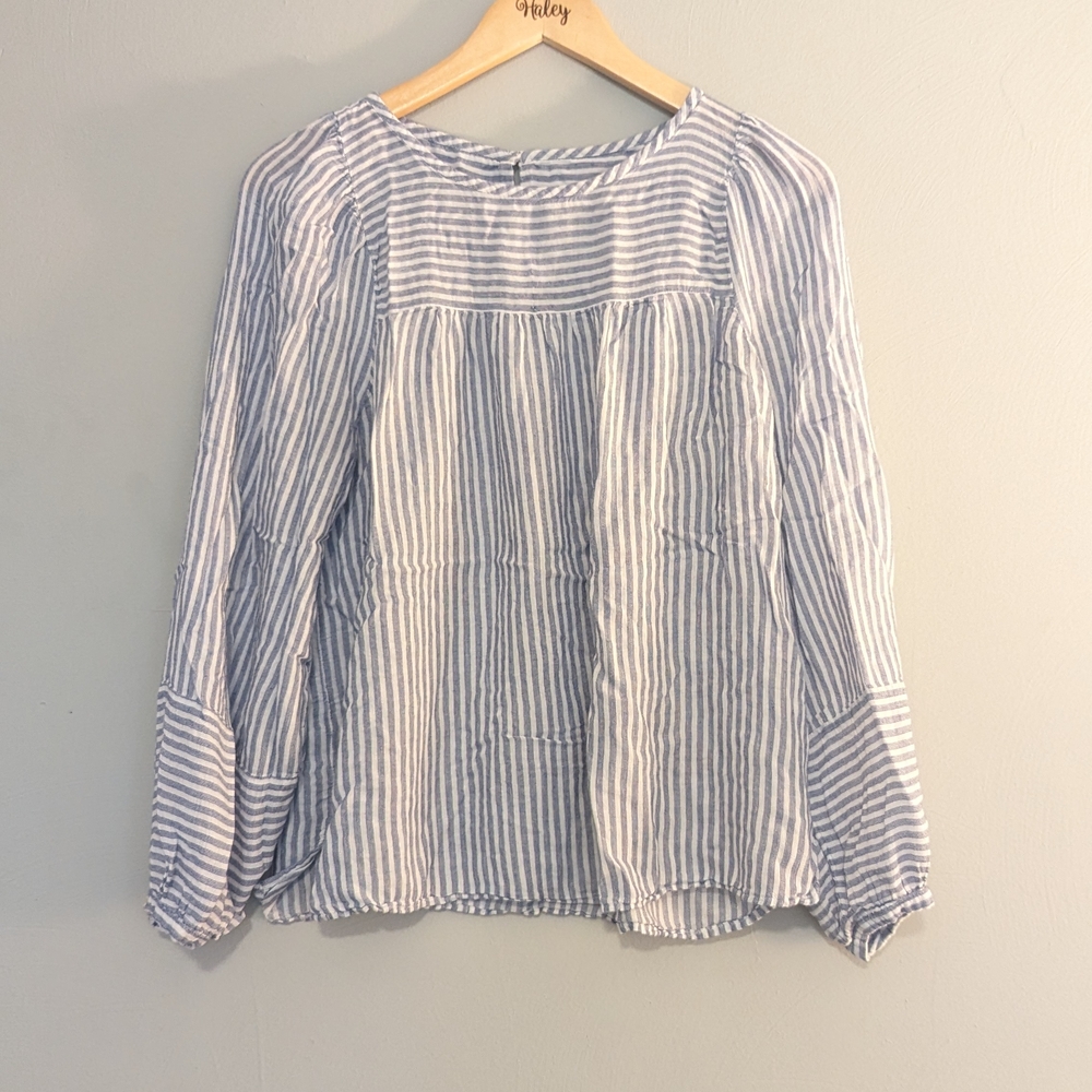 LOFT Blue and White Striped Blouse
